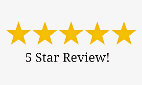 Image showing five yellow stars with the text '5 Star Review!' indicating a positive customer rating.